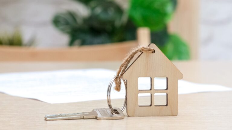 Key with house shaped keychain